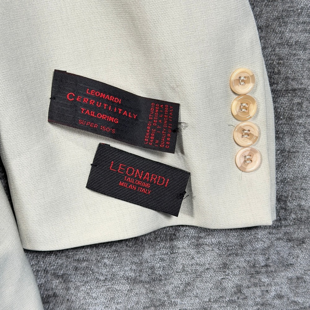 Leonardi Men's Blazer 44R Light Gray Super 150s 3 Button Sport Coat NWT - Picture 4 of 16